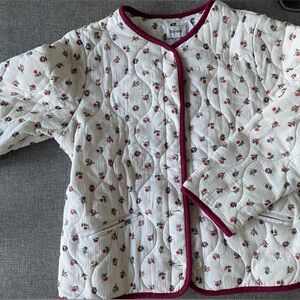 Rhythm Women’s Quilted White and Red Floral Jacket